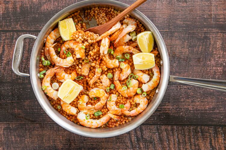 Shrimp Cocktail Couscous made and styled by writer Kate Itrich-Williams at her home in Atlanta. (Aaliyah Man for the AJC)