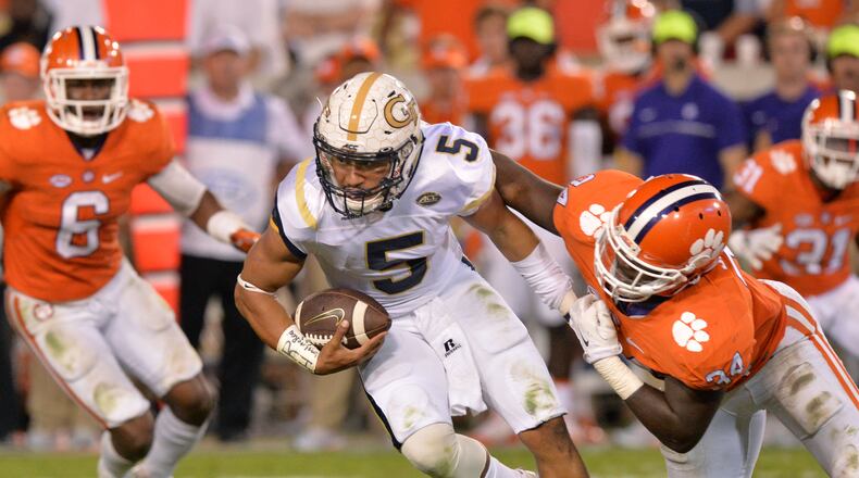 Georgia Tech is averaging only 83 rushing yards per game against Clemson over the last two years. HYOSUB SHIN / HSHIN@AJC.COM