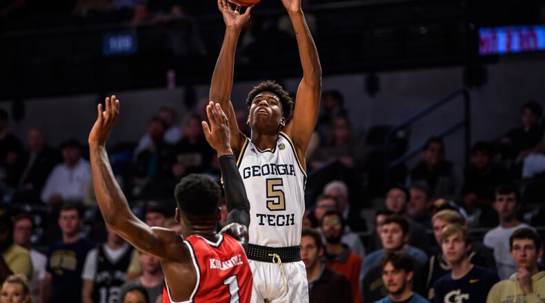 Georgia Tech forward Moses Wright is averaging 5.4 points and 3.5 rebounds in 17.1 minutes per game this season. (Danny Karnik/Georgia Tech Athletics)