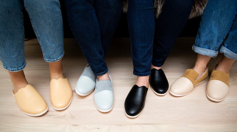 Dooeys slip shoes, made from vegan leather, are a stylish and practical options to wear around the house.
(Courtesy of Dooeys)