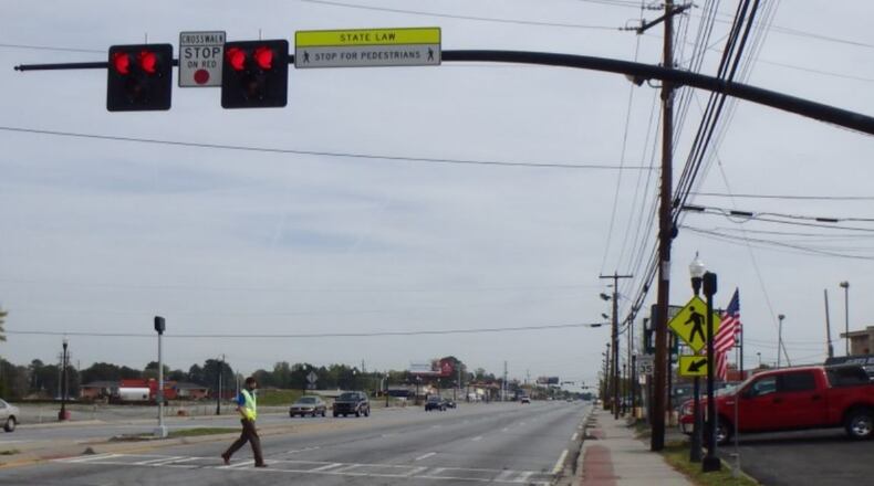An example of a pedestrian safety beacon.