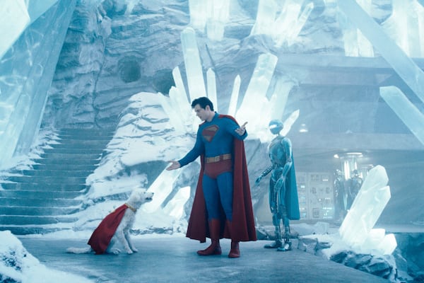 This image released by Warner Bros. Pictures shows David Corenswet in a scene from "Superman." (Warner Bros. Pictures via AP)