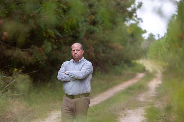 “The question I’m asking, and my neighbors and every other timberland owner in this region is asking, is whether we’ll have a market for all these trees and whether we should plant more,” said Russ Yeomans, who has a 2,500-acre tree farm in Swainsboro. (Arvin Temkar/AJC)
