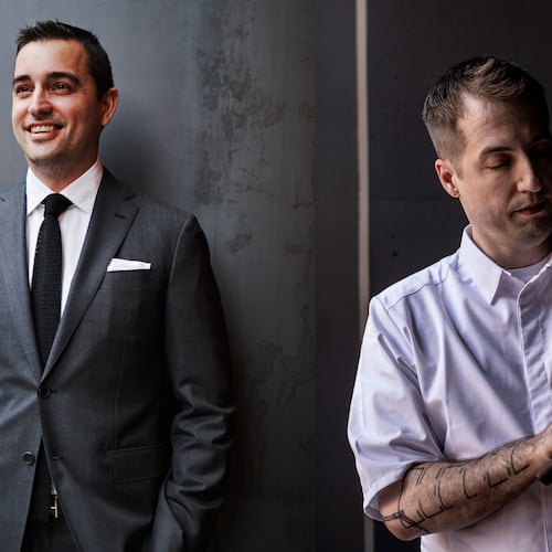 Fred Castellucci (left) of Castellucci Hospitality Group and chef J. Trent Harris (right) of Mujo will open their second restaurant Koshu Club early next year in Buckhead. (Courtesy of Andrew Thomas Lee, Heidi Harris)