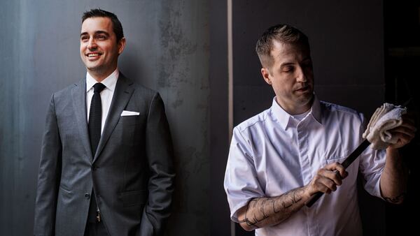 Fred Castellucci (left) of Castellucci Hospitality Group and chef J. Trent Harris (right) of Mujo will open their second restaurant Koshu Club early next year in Buckhead. (Courtesy of Andrew Thomas Lee, Heidi Harris)