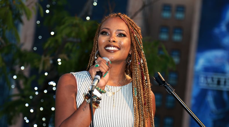 LOS ANGELES, CA - JUNE 23: Eva Marcille speaks at the BET International Nominee Welcome Party during the 2017 BET Awards at The GRAMMY Museum on June 23, 2017 in Los Angeles, California. (Photo by Leon Bennett/Getty Images for BET)