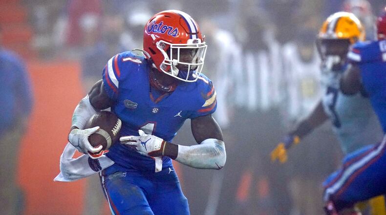 Florida wide receiver Kadarius Toney runs after a reception during the second half against LSU, Saturday, Dec. 12, 2020, in Gainesville, Fla. (John Raoux/AP)