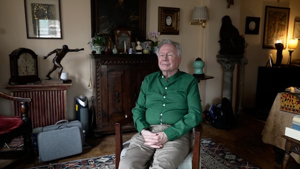 In this still image taken from video, Walter Naegle, Bayard Rustin's partner and a consultant on projects related to his life and work, is pictured his home on Saturday, June 28, 2025, in New York. (AP Photo/Mary Conlon)