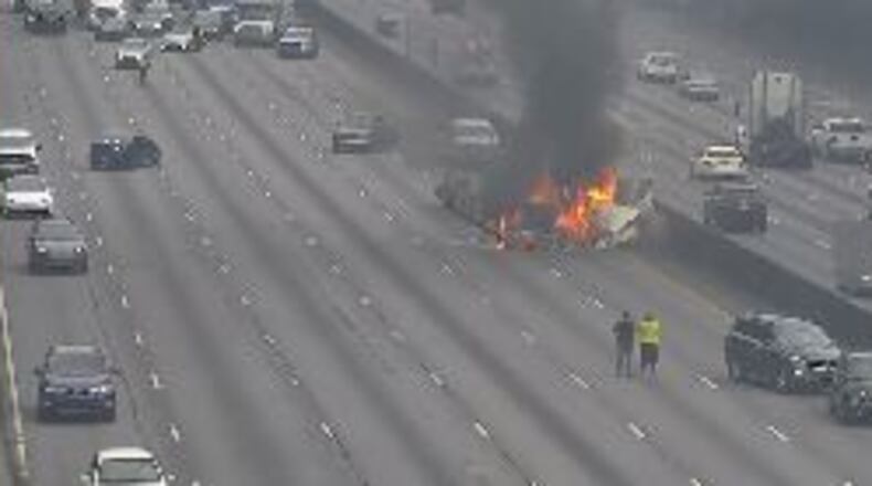 All westbound lanes of I-285 have reopened in DeKalb County following a fiery crash that snarled traffic for hours.