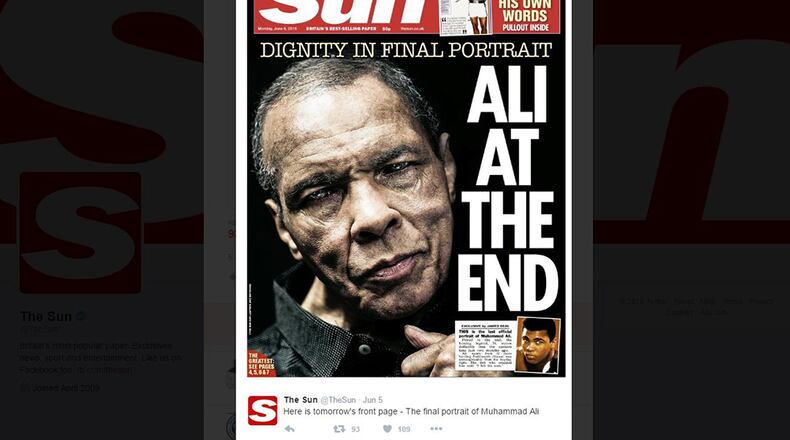 Britain's Sun newspaper published Muhammad Ali's last photos.