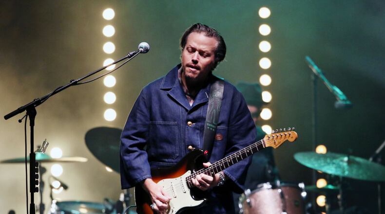 Jason Isbell and the 400 Unit rocked a sold-out crowd of concert devotees on Friday, October 16, 2020, in the parking lot of Ameris Bank Amphitheatre in Alpharetta. This was the first in a series of "Live From the Drive-In" concerts produced by Live Nation. Photo: Robb Cohen for The Atlanta Journal-Constitution