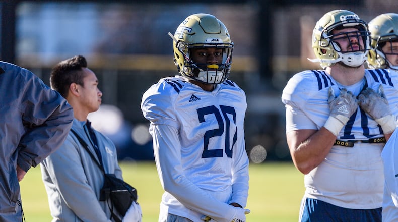 Georgia Tech wide receiver Tija'i Whatley (No. 20) has been placed on medical scholarship, ending his playing career with the Yellow Jackets. (Danny Karnik/Georgia Tech Athletics)