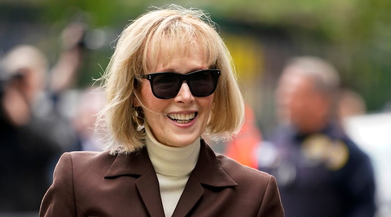 FILE - E. Jean Carroll arrives at Manhattan federal court, May 9, 2023, in New York. (AP Photo/John Minchillo, File)