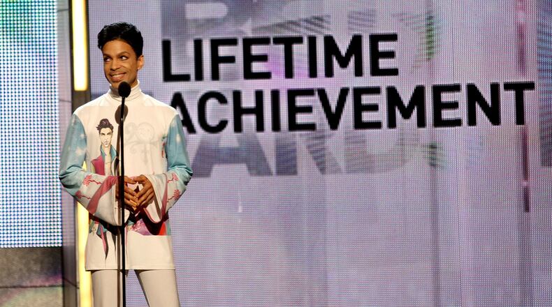 LOS ANGELES, CA - JUNE 27: Prince accepts the Lifetime Acheivment Award onstage during the 2010 BET Awards held at the Shrine Auditorium on June 27, 2010 in Los Angeles, California. (Photo by Frederick M. Brown/Getty Images)