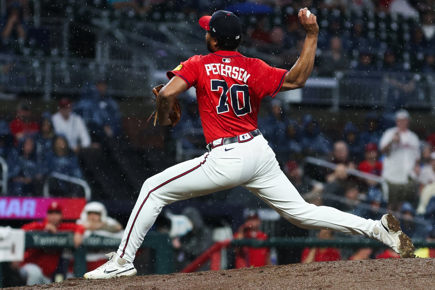The Braves' Michael Petersen pitches during the fifth inning of their game against the Phillies at Truist Park on Friday, June 27, 2025, in Atlanta. (Abbey Cutrer/AJC)