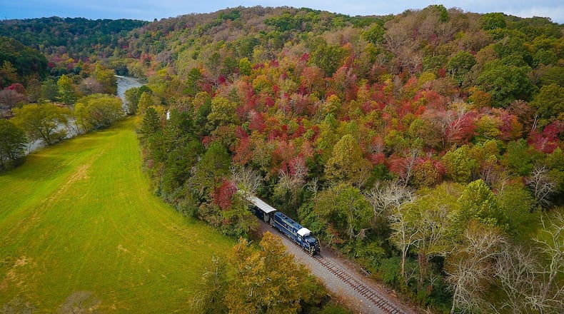 Fall is a great time to ride the Blue Ridge Scenic Railway, a sightseeing excursion train running from downtown Blue Ridge alongside the Toccoa River to the twin cities of McCaysville, Georgia, and Copperhill, Tennessee. Contributed by Lifestyle Photography