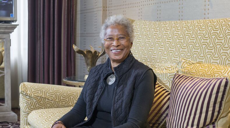 Alice Walker told an audience at Agnes Scott — including many undergraduates — that work is important, but so is sleep. “The university likes to pile it on, but don’t let that faze you if you’re on your way to a nap.” ALYSSA POINTER / ALYSSA.POINTER@AJC.COM