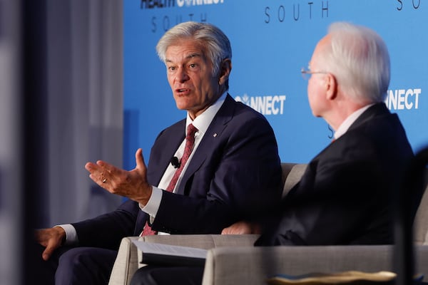 Dr. Mehmet Oz (left), administrator of the Centers for Medicare and Medicaid Services, spoke at a conference in Atlanta on Wednesday.