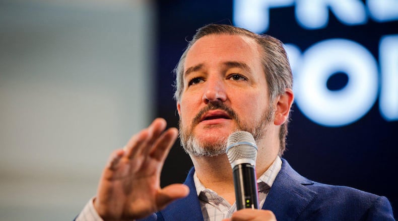 In this file photo, Republican U.S. Sen. Ted Cruz of Texas speaks at the Texas Values "Faith, Family and Freedom Forum" at Great Hills Baptist Church in Austin in Sept. 2019. (Eli Imadali/Austin American-Statesman/TNS)