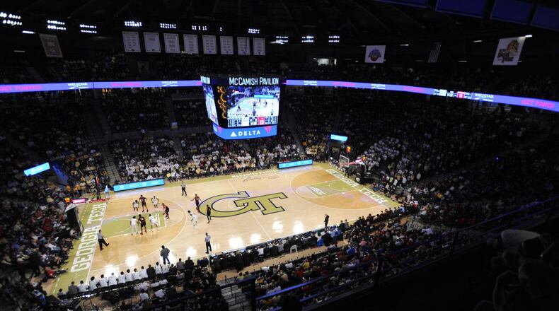 ATLANTA, GEORGIA - JANUARY 19: Overall of the sold out Hank McCamish Pavilion as the Georgia Tech Yellow Jackets take on the Louisville Cardinals on January 19, 2019 in Atlanta, Georgia. (Photo by Logan Riely/Getty Images)