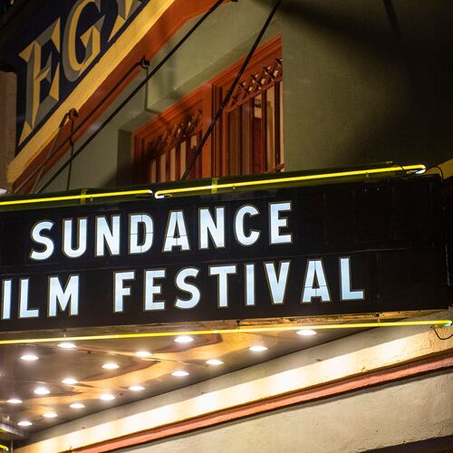 FILE - The marquee of the Egyptian Theatre appears during the Sundance Film Festival in Park City, Utah on Jan. 28, 2020. (Photo by Arthur Mola/Invision/AP, File)