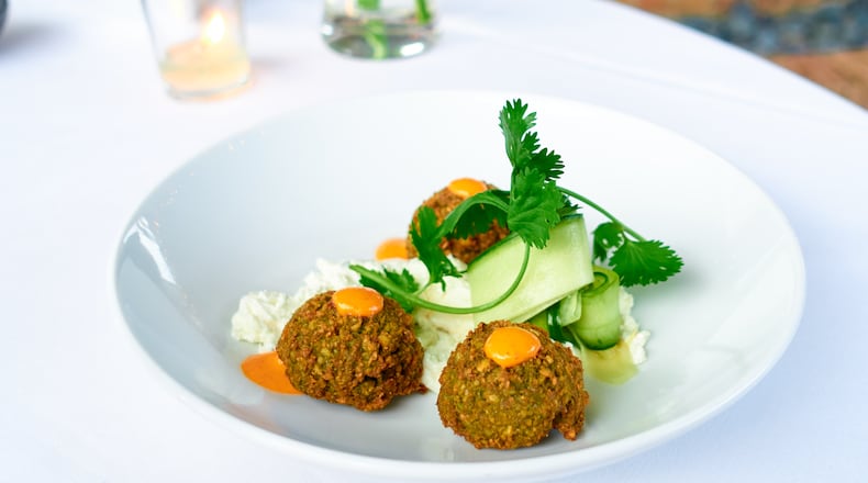 Aria’s Chickpea Fritters. (Courtesy of Aria/Brandon Amato)