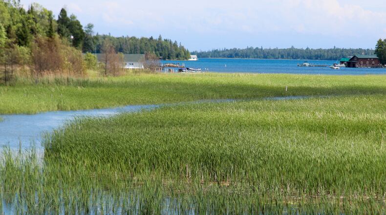 The view from a bridge linking Hill Island and Island No. 8 in the Les Cheneaux Islands in the eastern Upper Peninsula of Michigan. (Ellen Creager/Detroit Free Press/TNS)