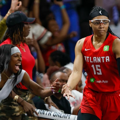 Dream guard Allisha Gray was an All-WNBA selection last season and, with the addition of some new players, Atlanta is positioned to be a title contender. (Miguel Martinez/AJC 2025)