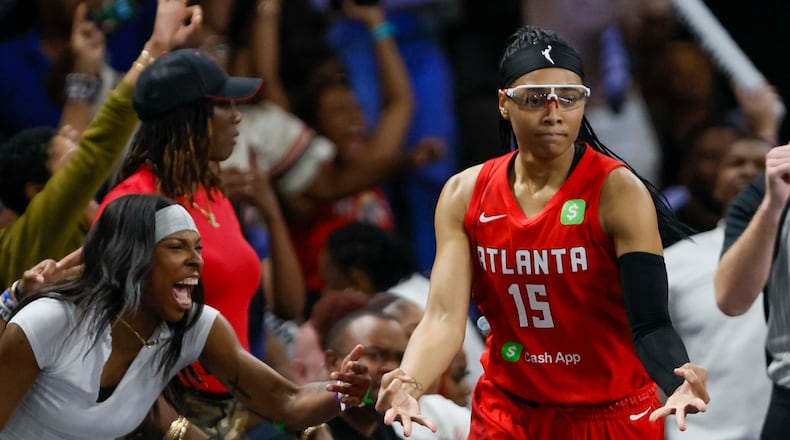 Dream guard Allisha Gray was an All-WNBA selection last season and, with the addition of some new players, Atlanta is positioned to be a title contender. (Miguel Martinez/AJC 2025)