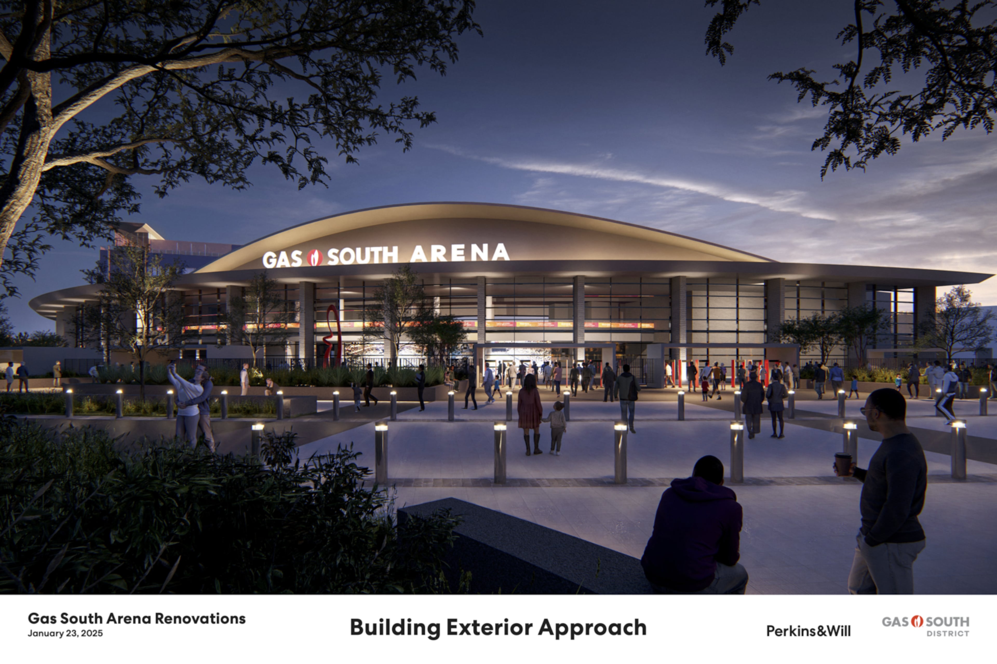 A large renovation campaign for Gas South Arena in Gwinnett County was announced in 2025, which is showcased in this rendering. (Courtesy of Gas South District)