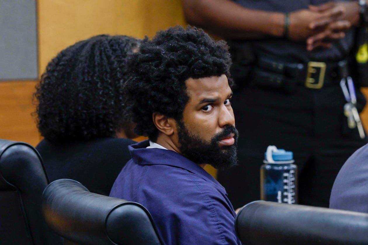 Deion Duwane Patterson appears in Fulton County Superior Court on Thursday, April 16, 2026. He is accused of killing one woman and injuring four others at the Northside Medical Midtown building in 2023. (Miguel Martinez/AJC)