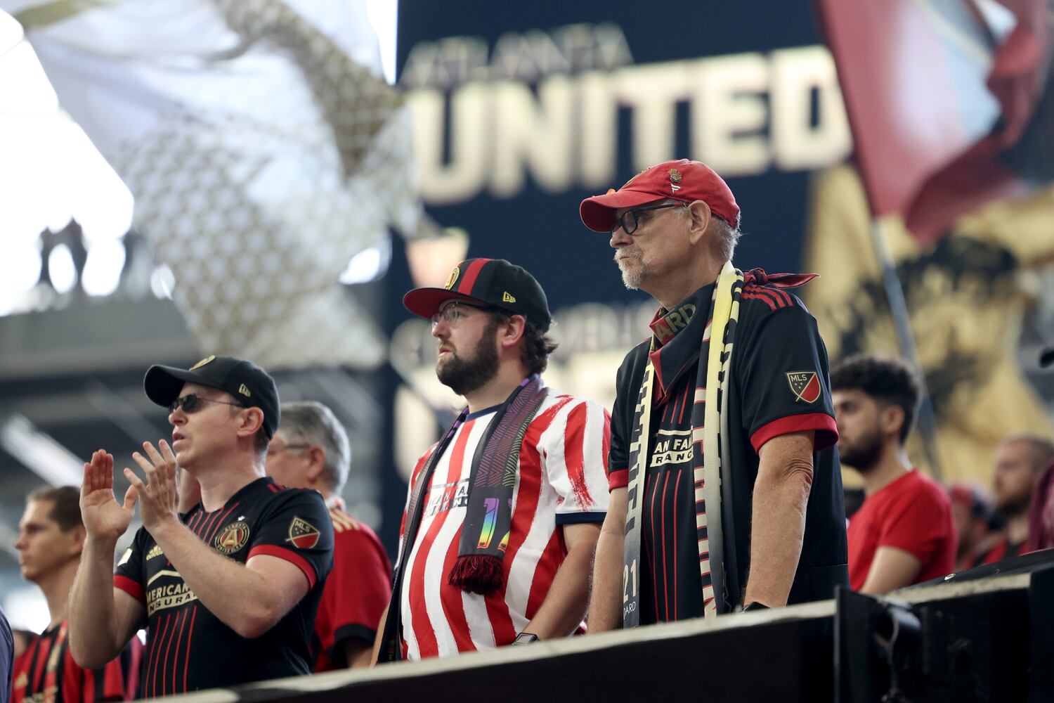 Atlanta United fans react during the match. JASON GETZ FOR THE ATLANTA JOURNAL-CONSTITUTION
