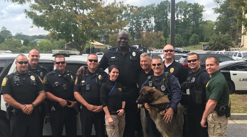 Former NBA star Shaquille O'Neal surprised Lawrenceville police officers Wednesday when he was filming a public service announcement.