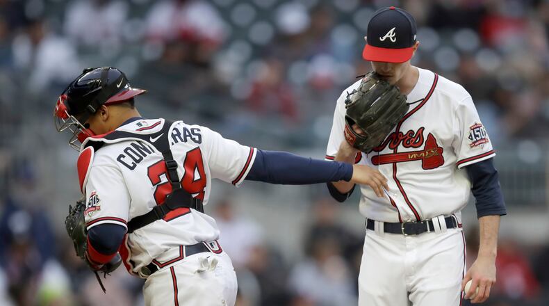 Max Fried (right) is the Braves' scheduled starting pitcher for Monday night's game against the New York Mets at Truist Park. (AP Photo/Ben Margot). (Ben Margot/AP)