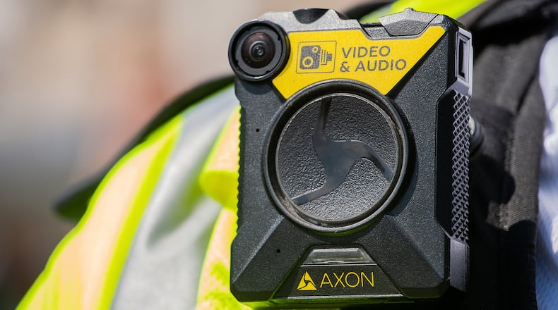 A body camera being worn by a police officer. (John Gomez/Dreamstime/TNS)
