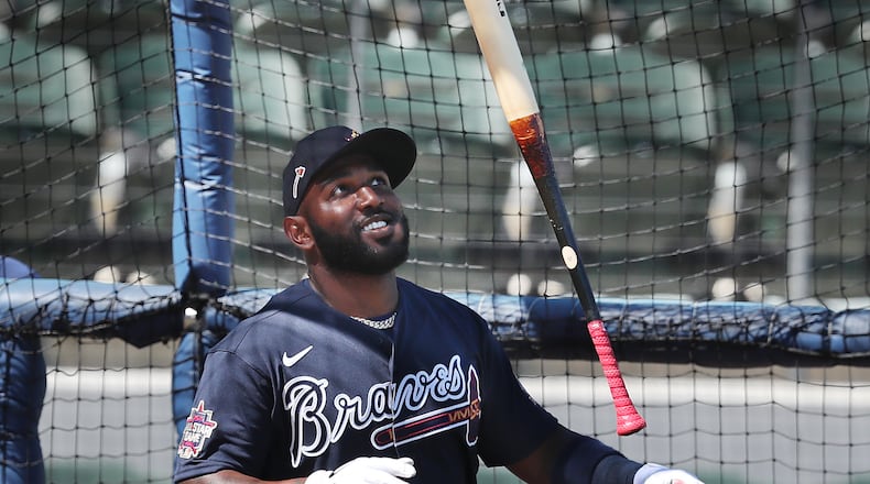One of the Braves' major moves during the offseason was to re-sign outfielder Marcell Ozuna to a four-year contract. (Curtis Compton / ccompton@ajc.com)