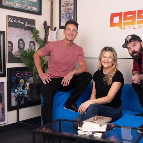 Joe Breezy (from left), DK Kramer and Cort Freeman are the Q99.7 Morning Crew, which replaces the Bert Show. (Arvin Temkar/AJC)