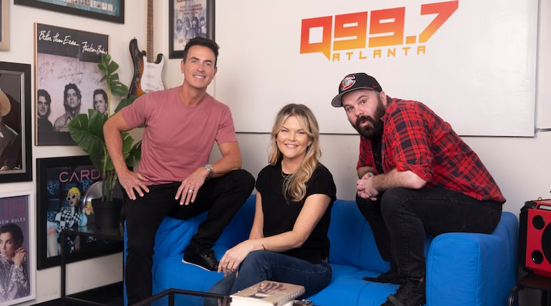 Joe Breezy (from left), DK Kramer and Cort Freeman are the Q99.7 Morning Crew, which replaces the Bert Show. (Arvin Temkar/AJC)