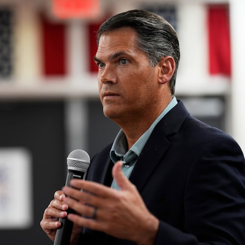 Democratic gubernatorial candidate Geoff Duncan speaks to a group, Jan. 21, 2026, in Marietta, Ga. (Mike Stewart/AP)