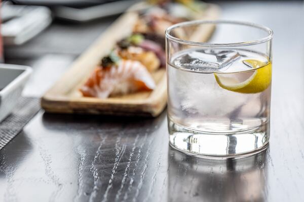 O-Ku's Petals & Juniper cocktail celebrates both strawberries and sakura blossoms. (Courtesy of Heidi Harris)