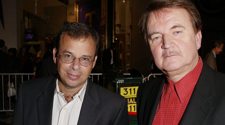 Actors Rick Moranis (L) and Dave Thomas (R) attend the Walt Disney Pictures premiere of "Brother Bear" at the New Amsterdam Theatre October 20, 2003 in New York City. (Photo by Mark Mainz/Getty Images)