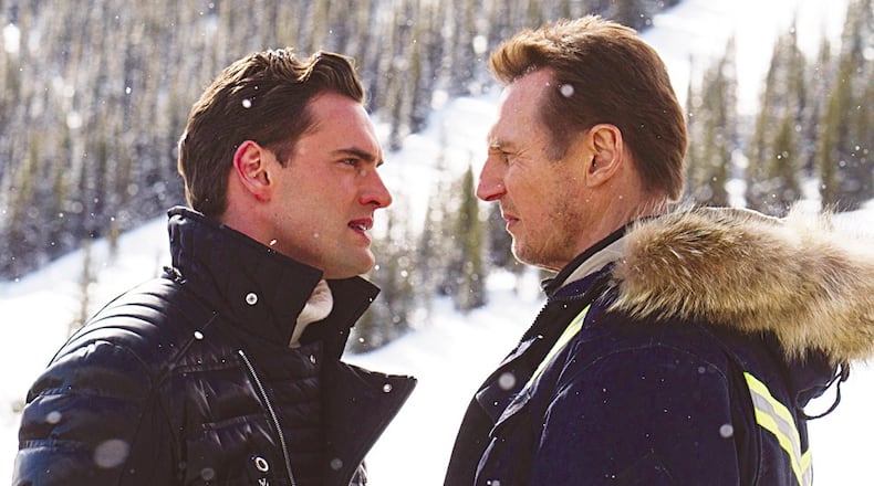 Liam Neeson, right, plays a grieving father who faces off against a drug lord (Tom Bateman). Contributed by Doane Gregory, Summit Entertainment/Lionsgate
