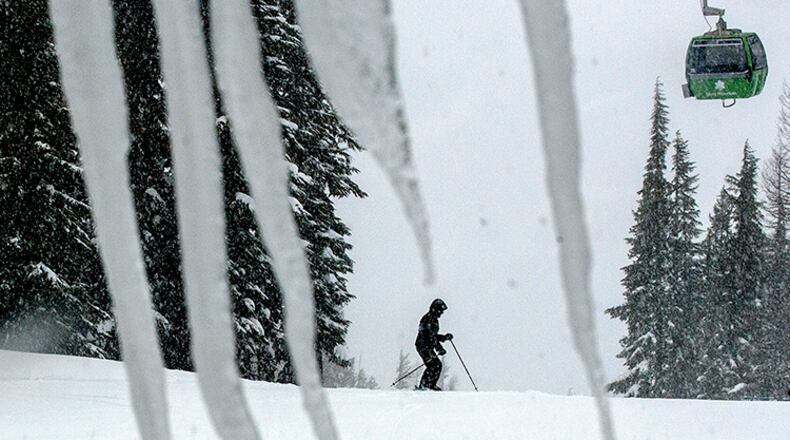 A skier takes advantage of the snowy conditions at Silver Mountain in Kellogg, Idaho. The Shoshone County Sheriff's Office said Tuesday it received reports of up to three separate avalanches on the mountain.