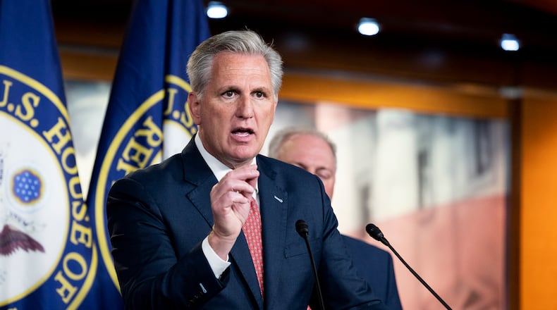In this photo from June 23, 2021, House Minority Leader Kevin McCarthy (R-CA) speaks at a press conference about COVID-19 and China. McCarthy opposed forming an independent commission to investigate the Jan. 6 attack on the Capitol. (Michael Brochstein/ZUMA Wire/TNS)