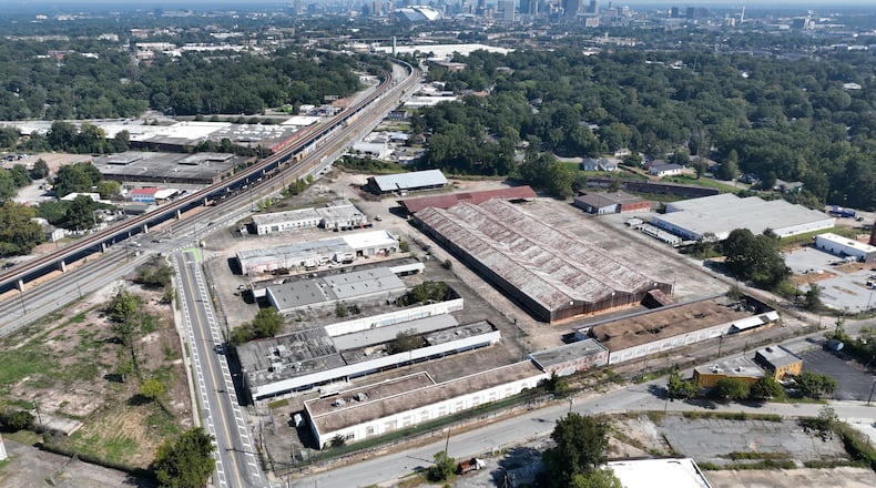 September 22 2022 Atlanta - Aerial photograph shows Murphy Crossing project site along the Beltline Westside Trail in Atlanta on Thursday, September 22, 2022. (Hyosub Shin / Hyosub.Shin@ajc.com)