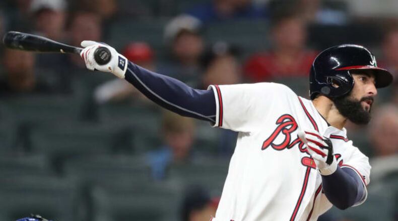 Braves right fielder Nick Markakis is among three former Georgia high school players selected to Tuesday’s All-Star Game in Washington. Markakis played at Woodstock High School.