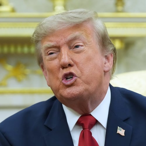 President Donald Trump speaks as he meets with Iraq's Prime Minister Ali al-Zaidi in the Oval Office of the White House, Tuesday, July 14, 2026, in Washington. (Julia Demaree Nikhinson/AP)