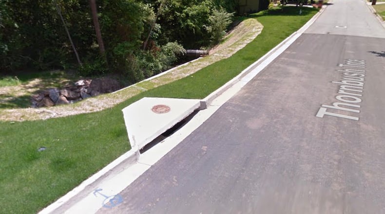 Lawrenceville approves emergency replacement of Thornbush Trace culvert. Google Maps