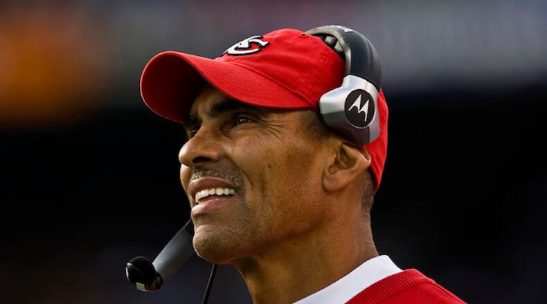 Herm Edwards during a Kansas City Chiefs game on Sunday, November 9, 2008 at Qualcomm Stadium in San Diego, Calif. Edwards is now coach at Arizona State. (David Eulitt/Kansas City Star/TNS)