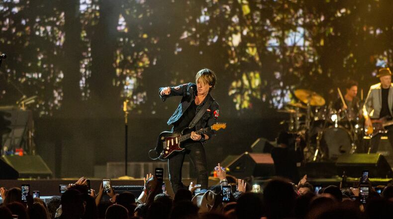 Keith Urban wrapped a full night of country music at Mercedes-Benz Stadium fior ATLive on Nov. 15, 2019. Photo: Ryan Fleisher/Special to the AJC.
